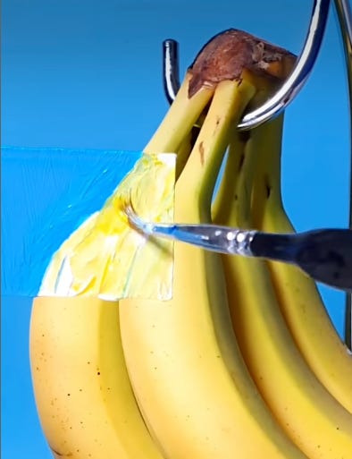 Painting a banana.