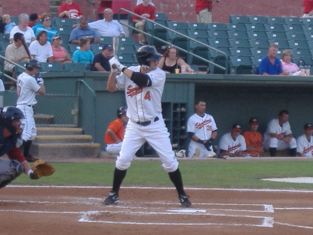 Tyler Henson at the plate earlier this week. The righthanded hitter has struggled a bit of late but still has a healthy average.