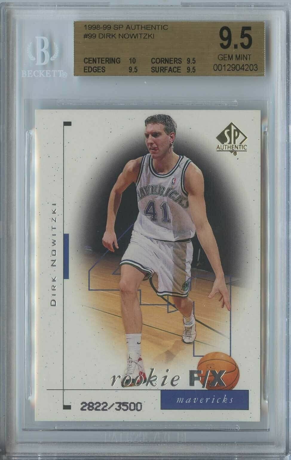 Image 1 - Dirk Nowitzki 1998 99 SP Authentic Basketball #99 RC Rookie 2822/3500 BGS 9.5