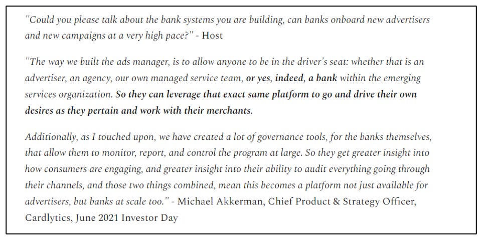 Cardlytics ($CDLX): Self-Service for Banks (Clues Chase is Using & Has the New Ad Server), Discussion on the benefits of self-service for banks, and why Chase may already have it and the new ad server. Chase, Wells Fargo, US Bank, BofA, Bank of America, Cardlytics $CDLX, Swany407, Austin Swanson, differentiation, AmEx, American Express, Customization, new banks, boosting, Engage, engagement, cash-back