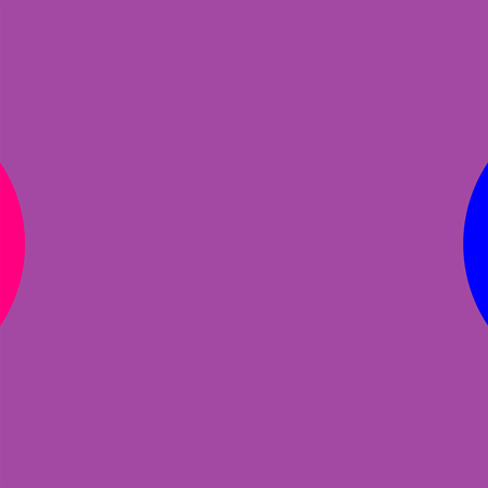 A looping animation of a magenta circle and a blue circle approaching each other and intersecting in purple, the same purple as the background. The purple then takes over the screen. The colors are the colors of the bisexual pride flag.