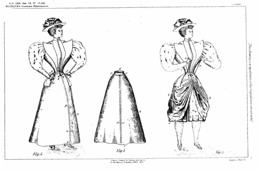 Alice Bygrave’s 1895 patented convertible pulley cycling skirt.