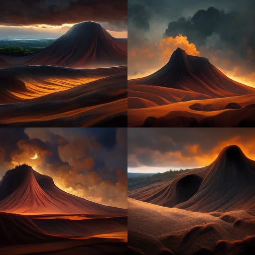 twilight landscape cave volcano dune