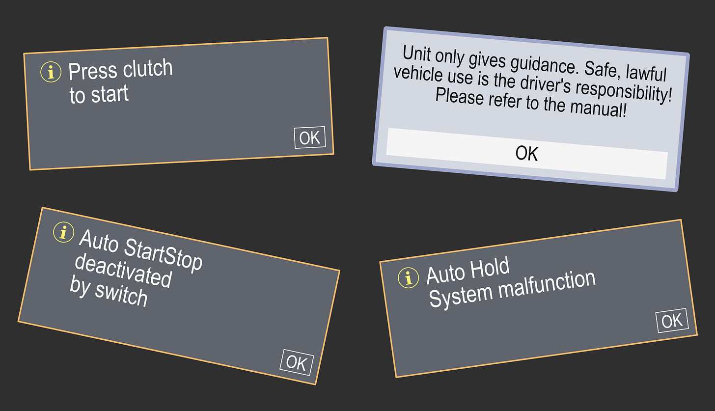 Four warning messages shown in the 2019 Ford Focus