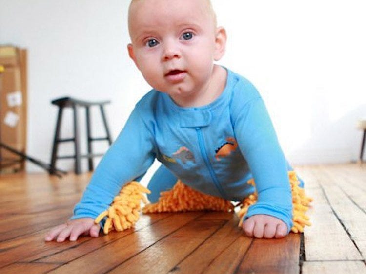 Make your child earn its keep with the baby mop, 
