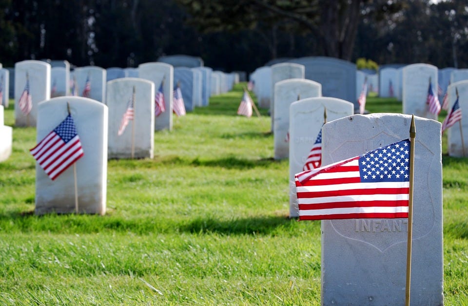 Flag, Memorial, Honor, American, Cemetery, Veteran