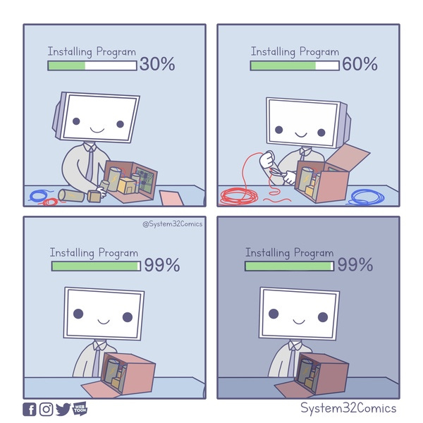  Installation Time Remaining: 46283 Years - Credit: System32Comics