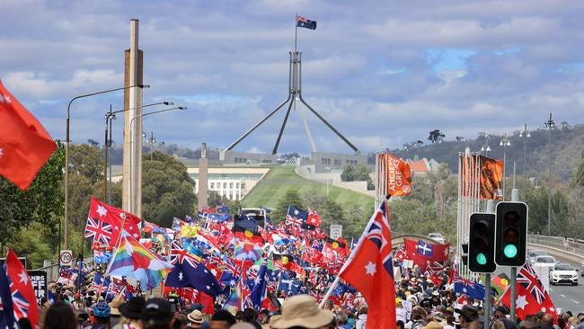 Thousands of people in Canberra at the ‘Millions March’ last week. Picture: NCA NewsWire/Gary Ramage