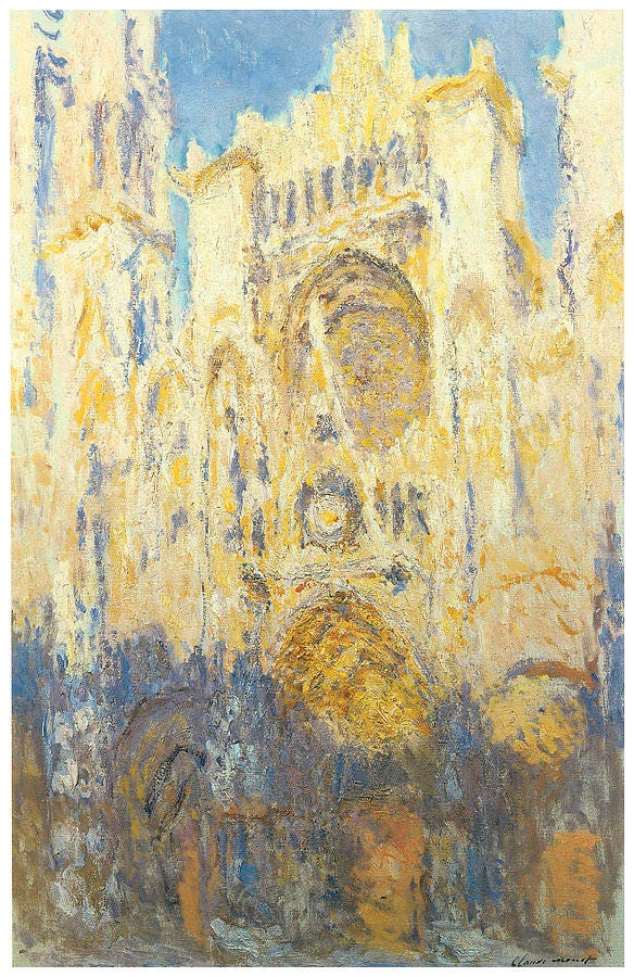 Rouen Cathedral Facade at Sunset Painting by Claude Monet