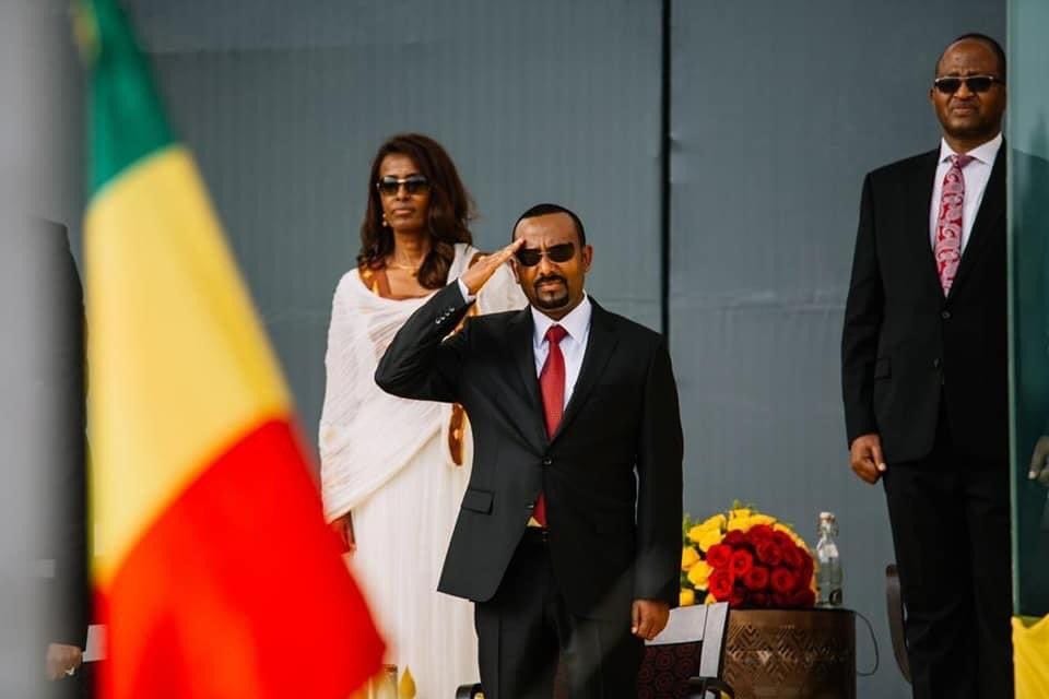 Ethiopian Prime Minister Abiy Ahmed Ali at a rally to celebrate his incumbency, in Addis Ababa, Ethiopia on October 4, 2021 (Image: Twitter/@AbiyAhmedAli)