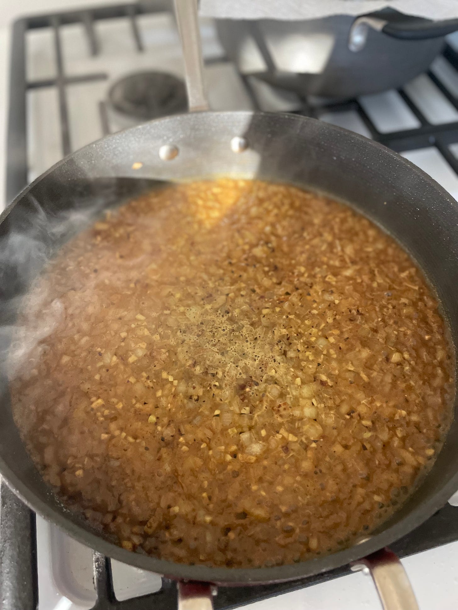 Onion and garlic in curry sauce
