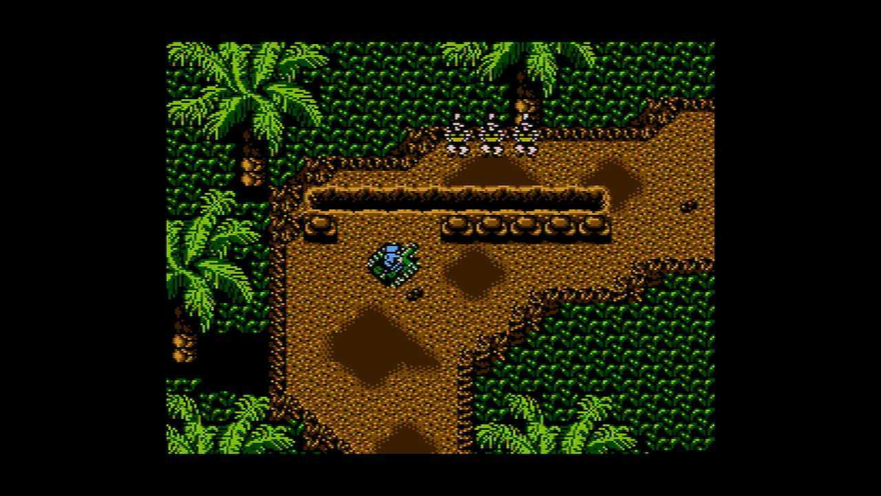 A screenshot of Not Che in a tank, from the NES version of Guerilla War