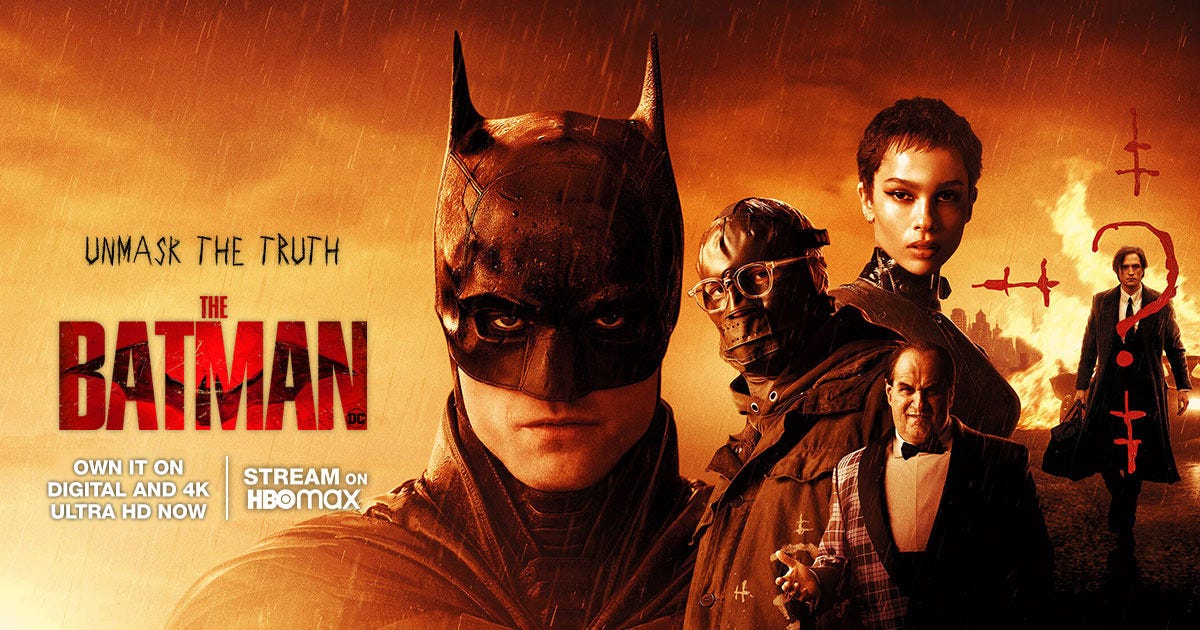 Movie banner art for "The Batman" 2022.