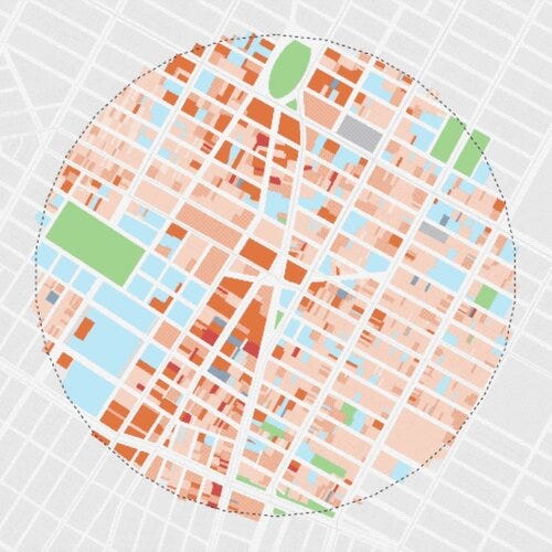 Illustration of a 10-minute walking radius | Morphocode