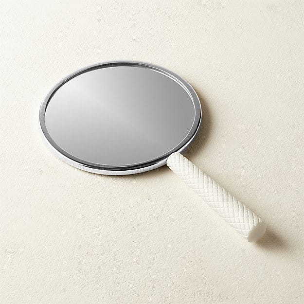White Marble Hand Mirror - Image 1 of 2