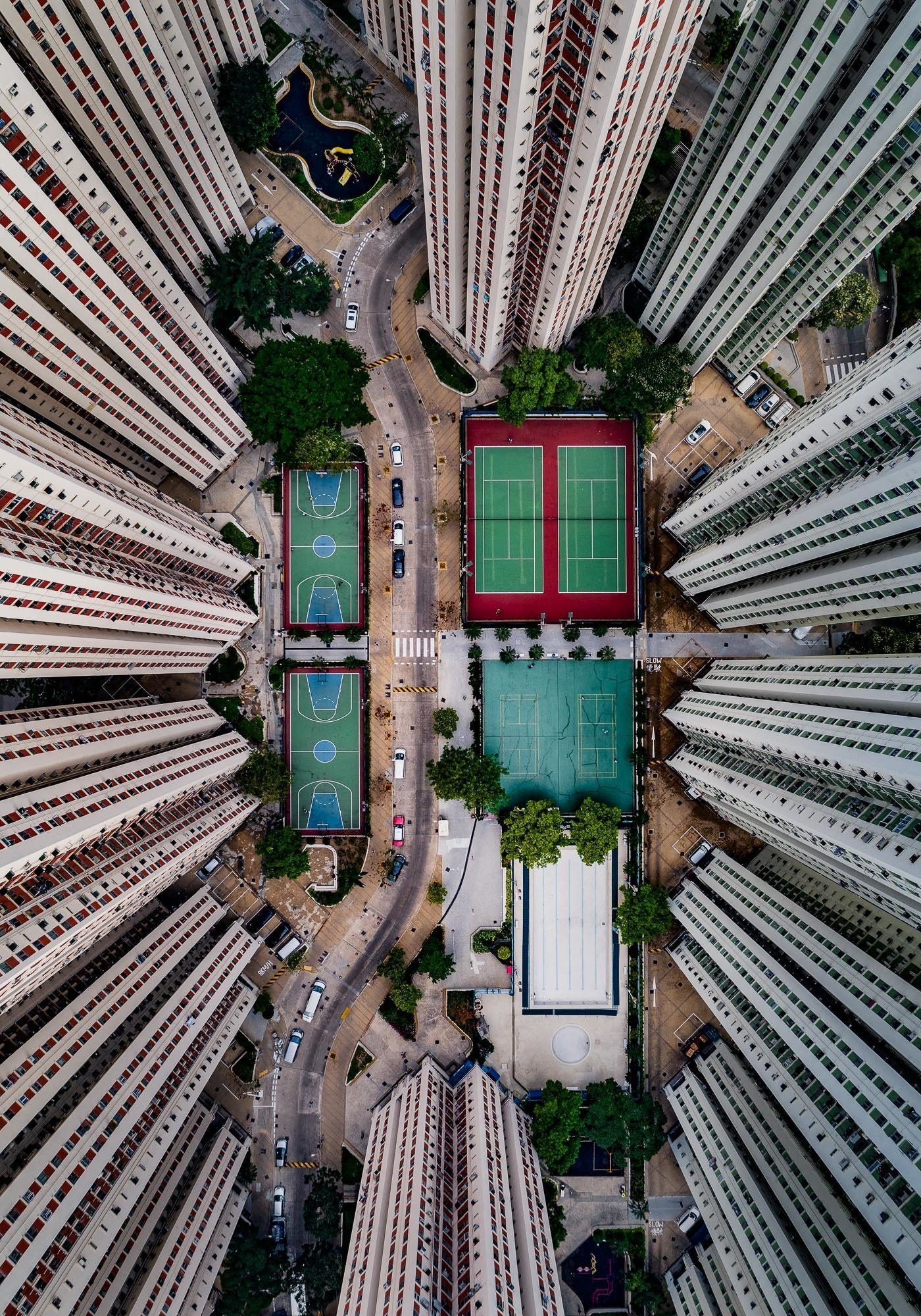 Tennis courts within buildings in Hong Kong