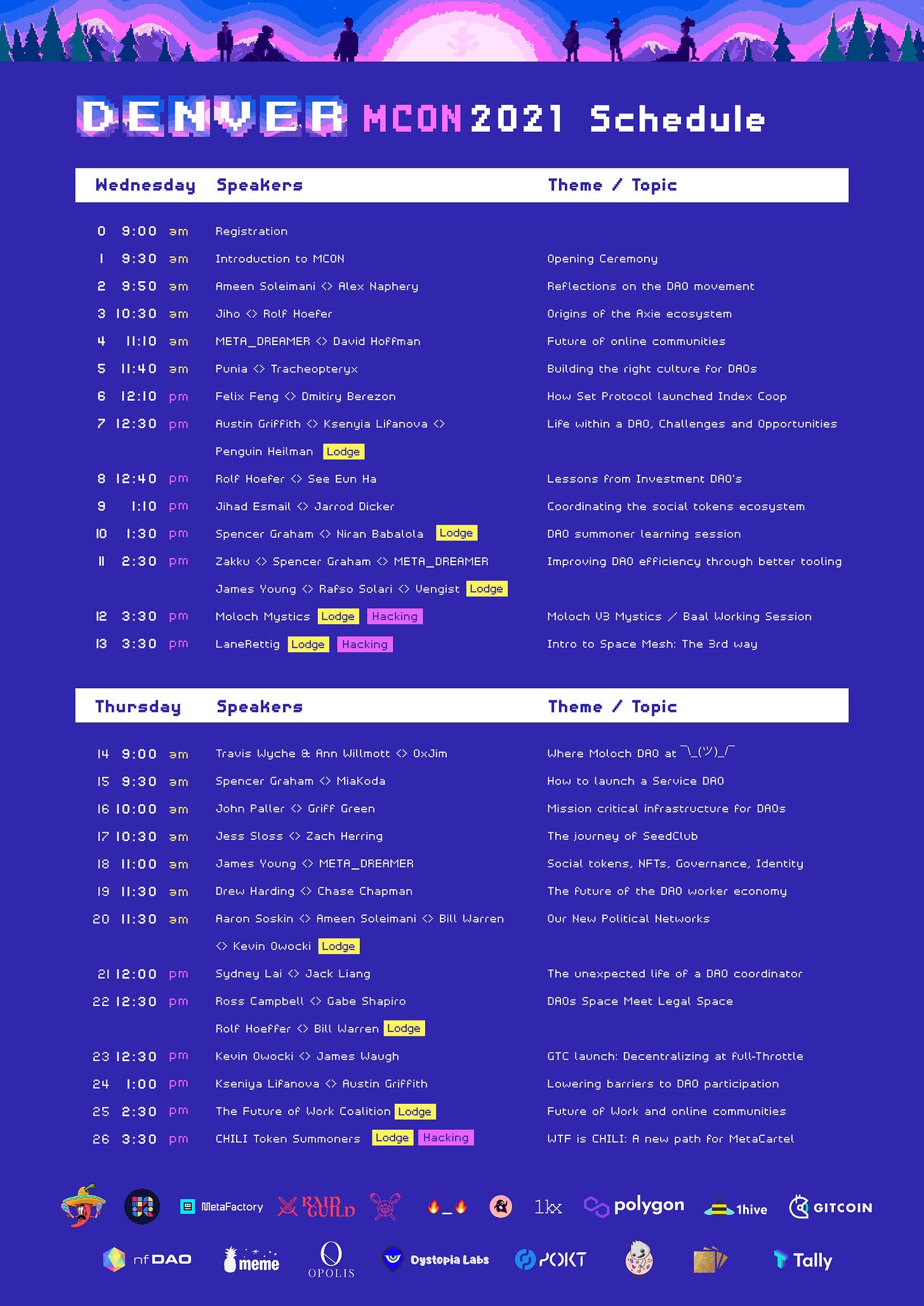 MCON 2021 Event Schedule