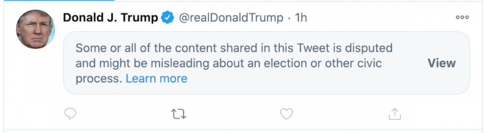Twitter and Facebook slap labels on Trump&#39;s &#39;misleading&#39; election posts -  ABC News