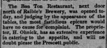The Bon Ton Restaurant in Prescott, AZ, 1878