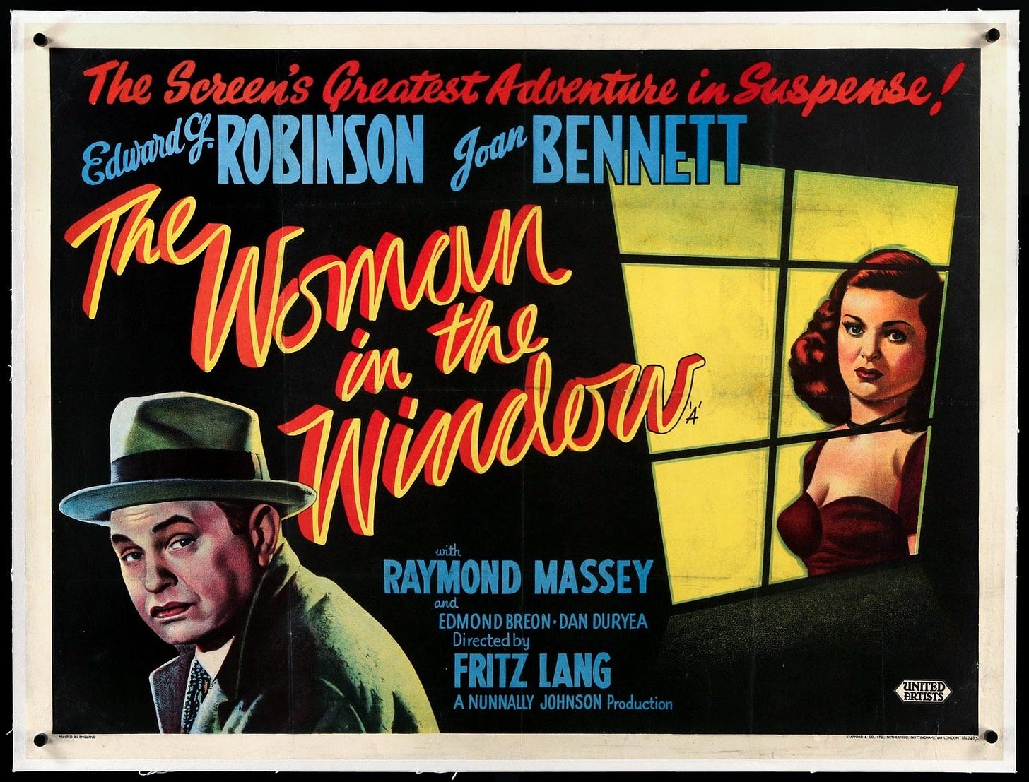 The Woman in the Window (1944) Original British Quad Movie Poster -  Original Film Art - Vintage Movie Posters