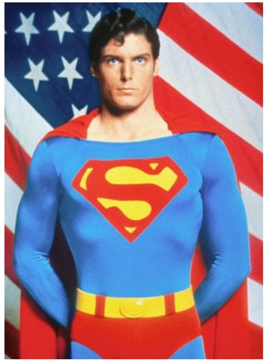 Christopher Reeve as Superman, 1978. | Superman film, Superman movies, Superman