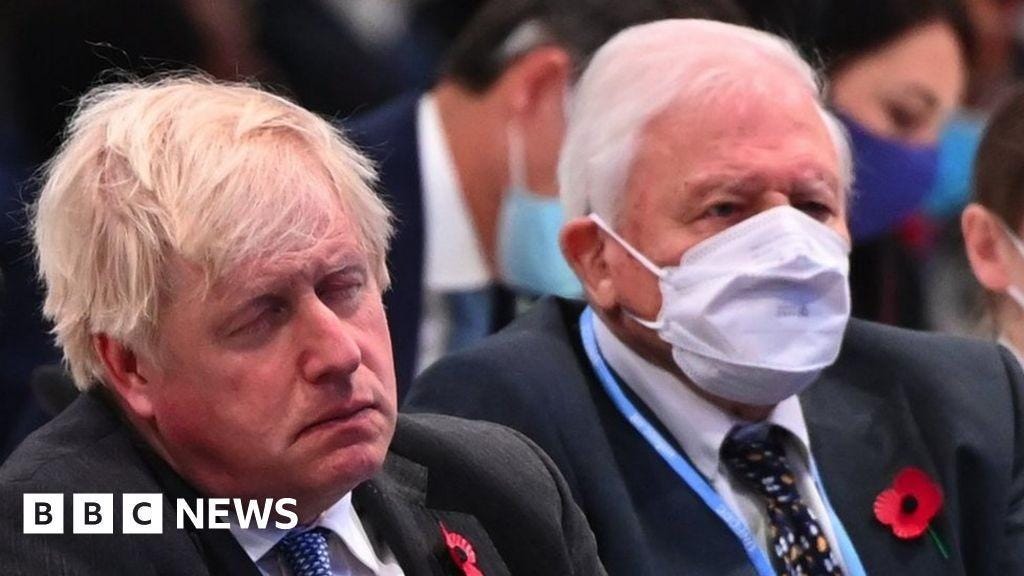COP26: Did Boris Johnson and Sir David Attenborough break face mask rules?  - BBC News