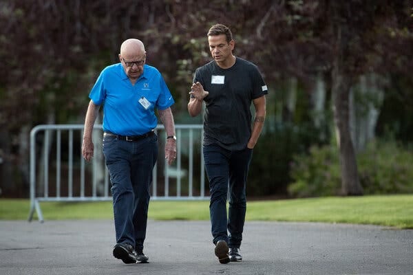 Rupert Murdoch, chairman of the Fox Corporation, and his son Lachlan Murdoch, the company’s chief executive, in 2017.