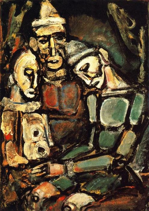 Three Clowns by Georges Rouault (1871-1958, France) | Paintings Reproductions Georges Rouault | WahooArt.com