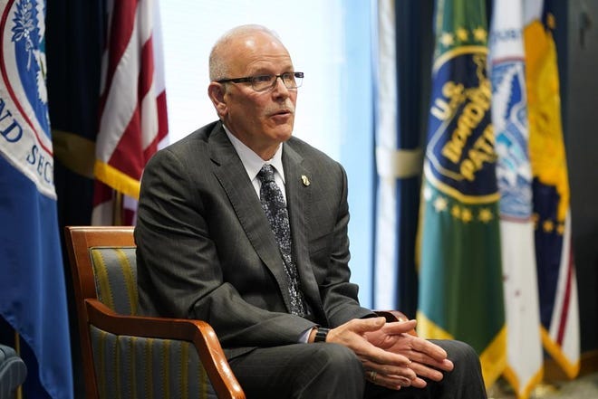 U.S. Customs and Border Protection Commissioner Chris Magnus speaks during an interview in his office on Feb. 8, 2022, in Washington.
