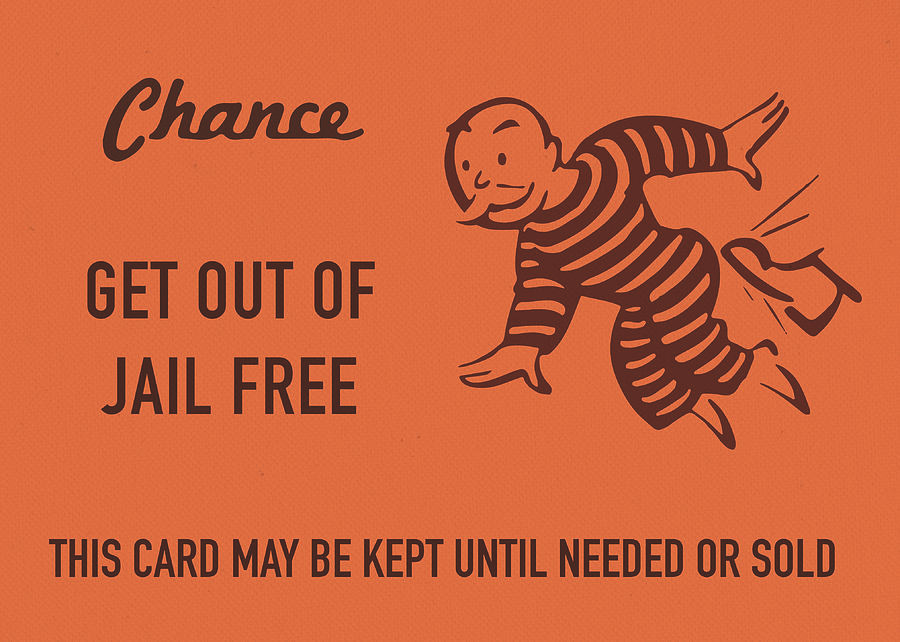 Chance Card Vintage Monopoly Get Out of Jail Free Mixed Media by Design ...
