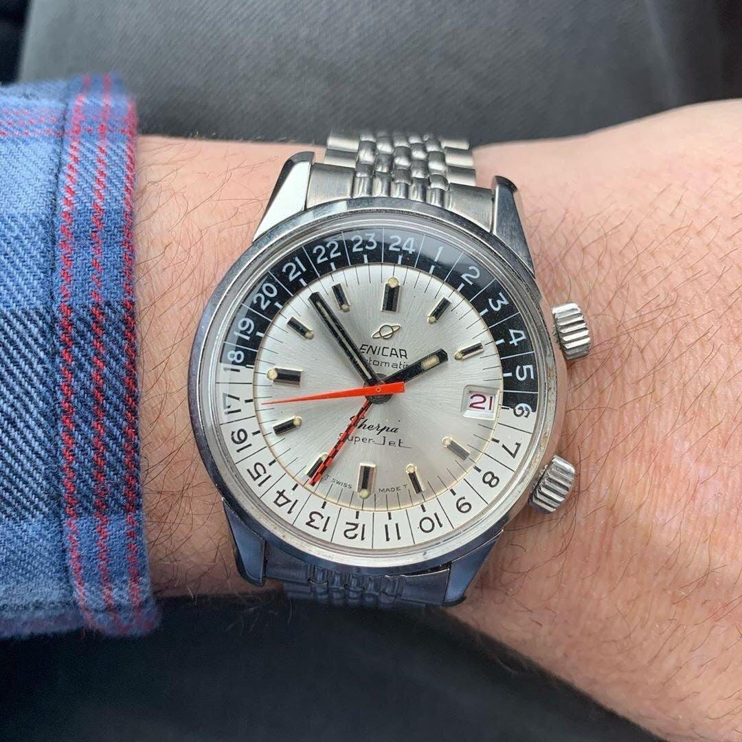 White dial, black/white bezel Mark II Sherpa Super Jet. Photo courtesy of    @northshorechrono   .