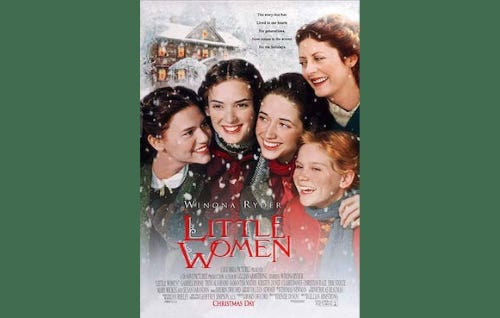Film poster of Little Women showing the characters in the snow