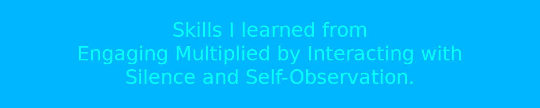 Skills I learned from engaging multiplied by interacting with Silence and Self-Observation.