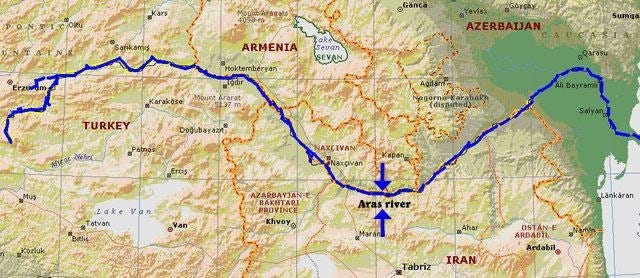 Map of the Aras River Border (Heidari, 2011: 430) | Download Scientific  Diagram