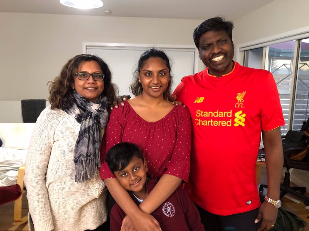 The Rajasegaran family at their home in Warrnambool after hearing the good news. 