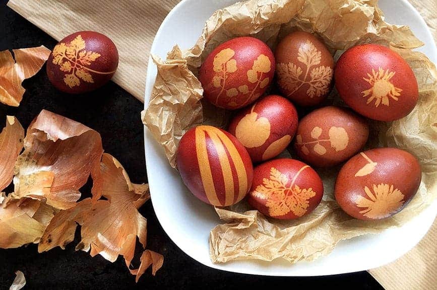 Dying Eggs with Onion Skins and Flowers - All Kitchen Colours