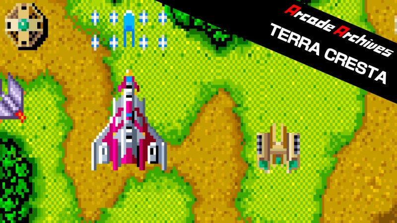 The Arcade Archives promotional image for Terra Cresta, featuring an upgraded version of the Winger