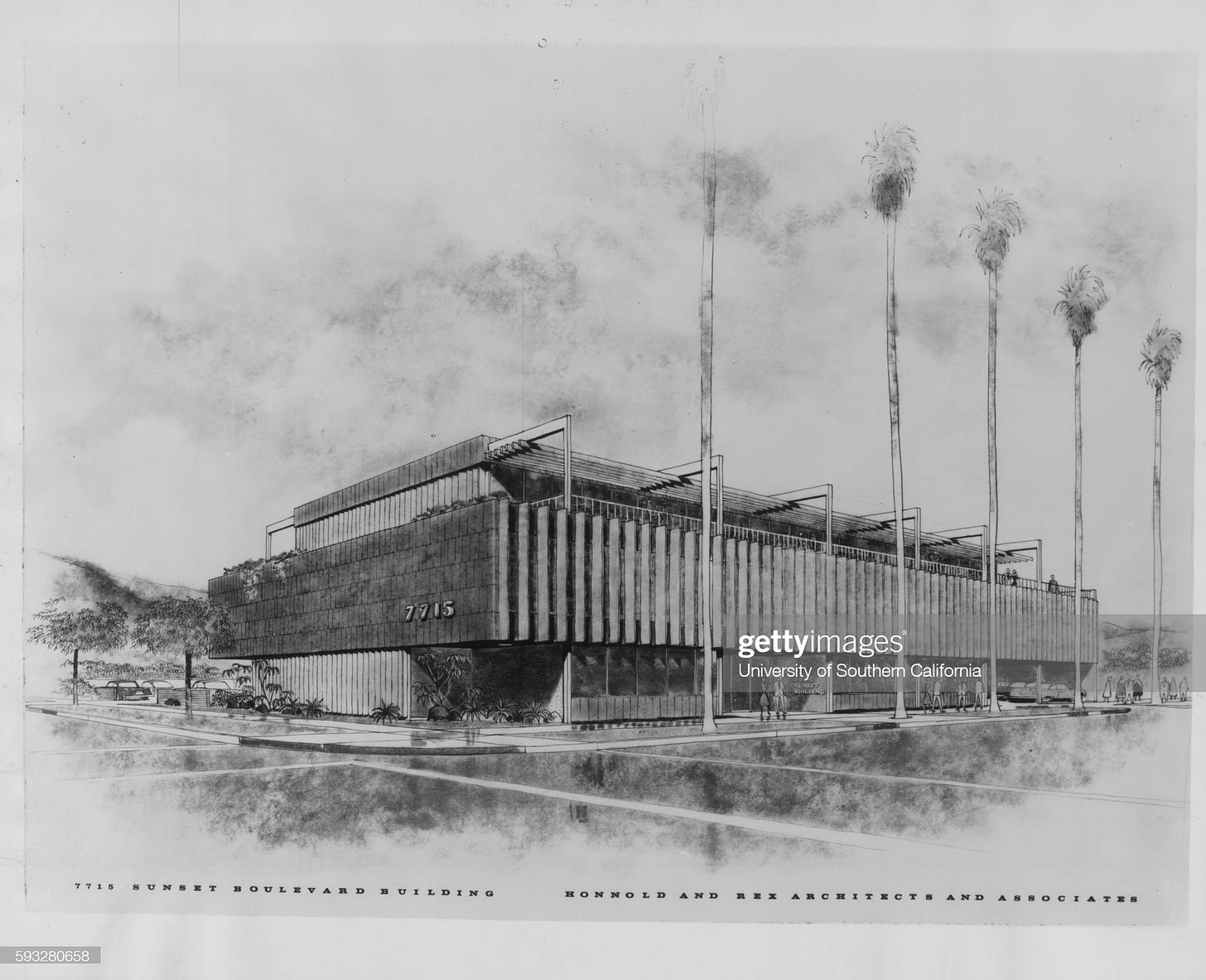 Motion picture cameramen & film editors unions building, 7715 Sunset Blvd., Los Angeles, 1959 : News Photo