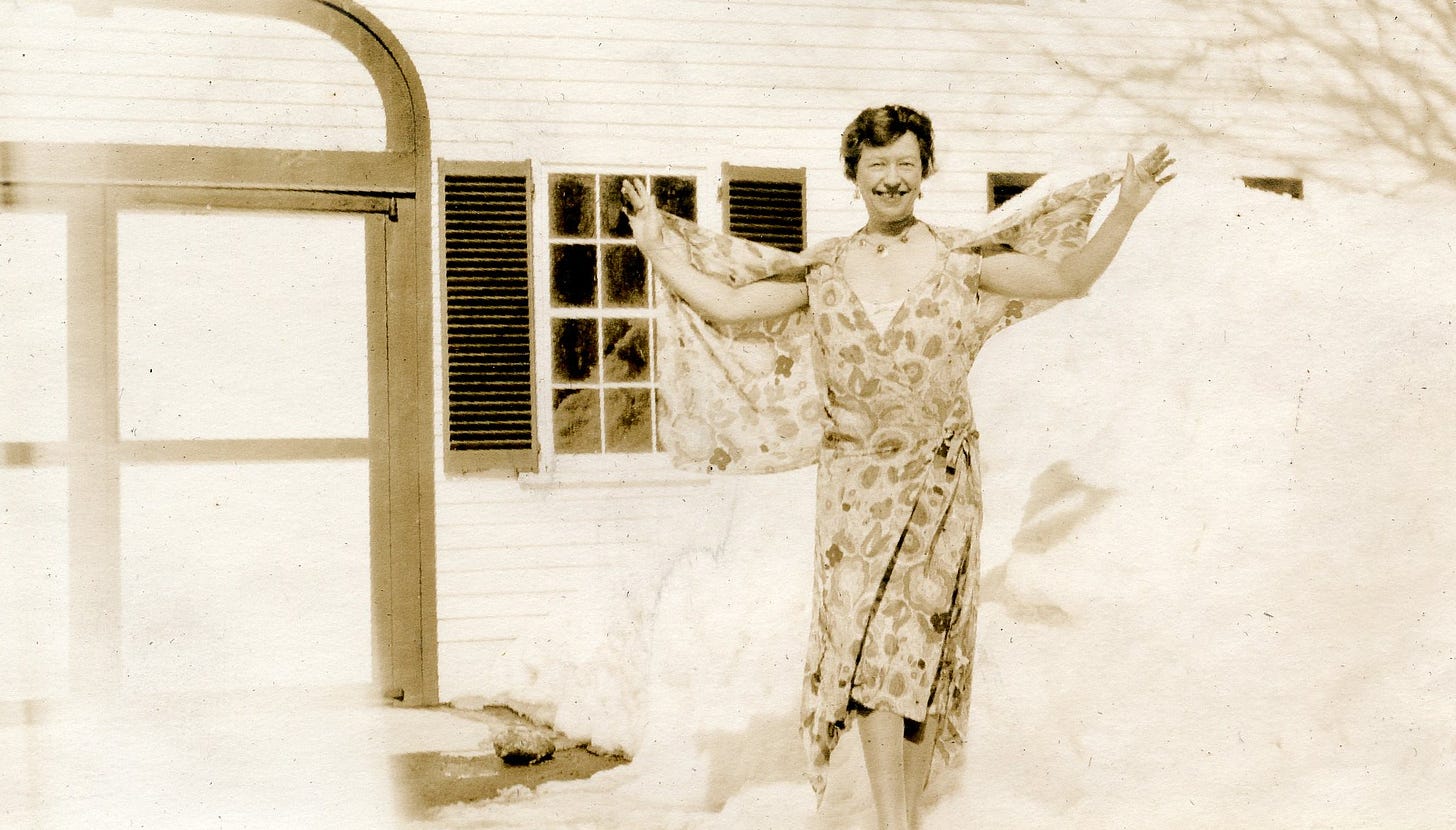 Lala Rodgers outside with snow