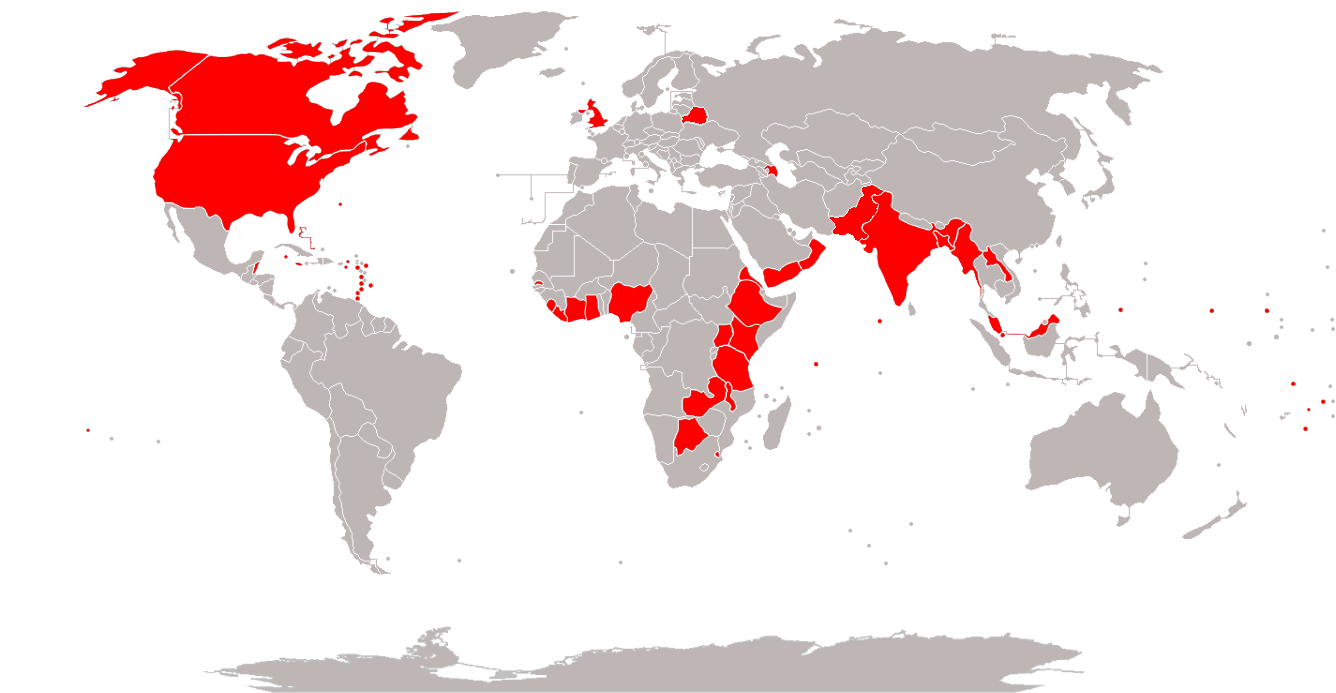Countries practicing a first-past-the-post voting