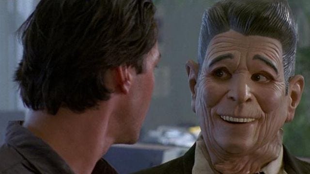 The mask of president Reagan, brought by Bodhi (Patrick Swayze) in Point  Break | Spotern