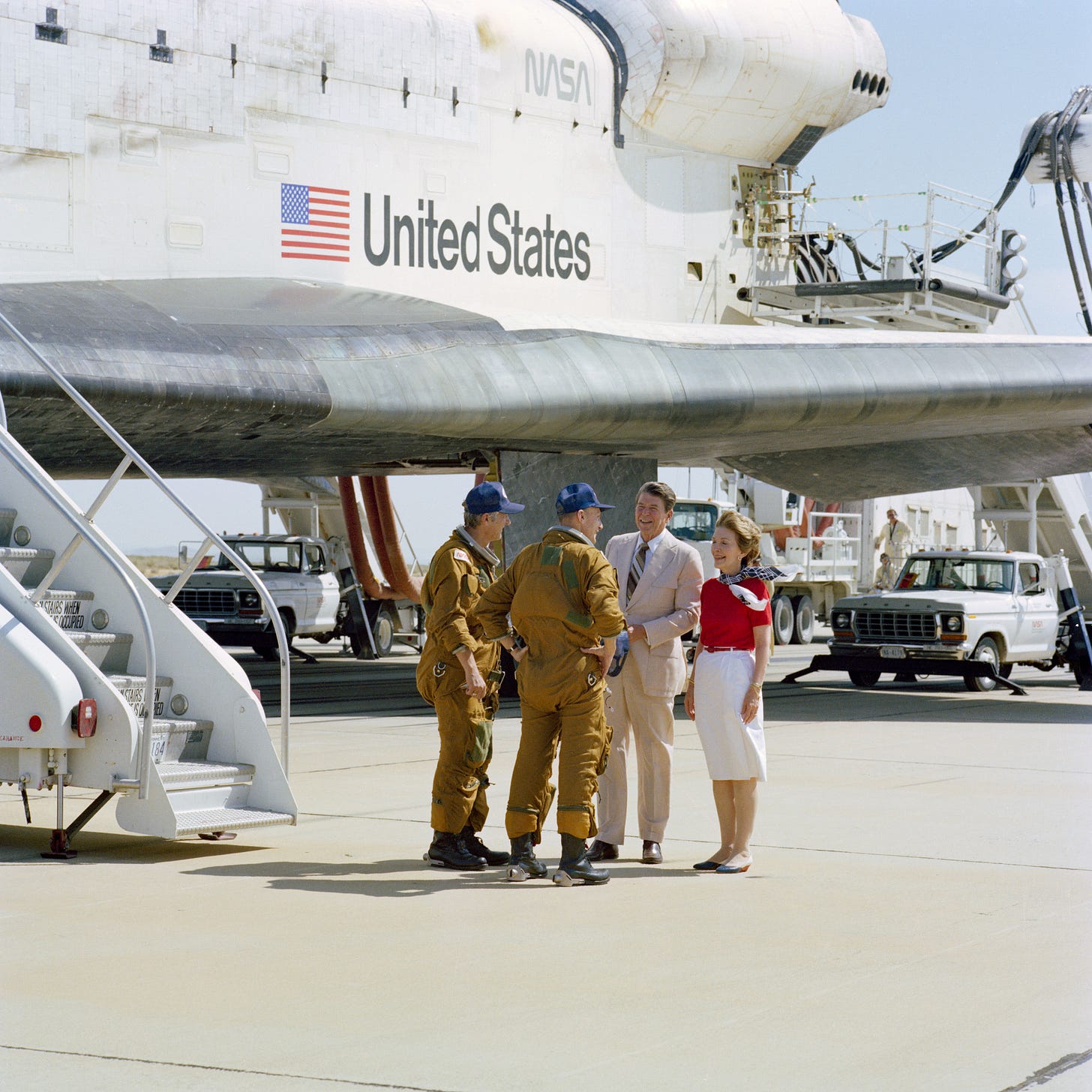 STS-4 Crew Greeted by President and Mrs. Reagan at Landing