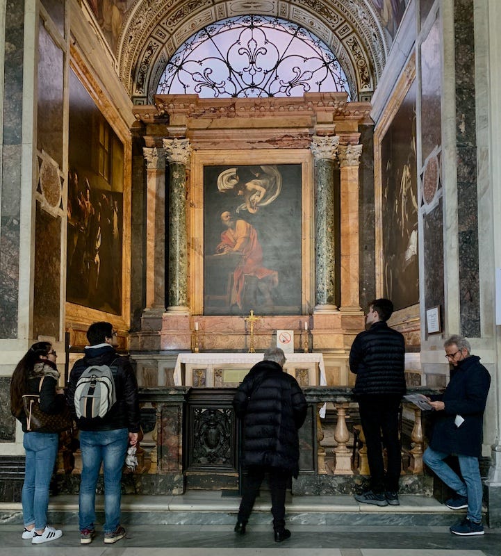 3 Caravaggios in the Cantarelli Chapel in Rome