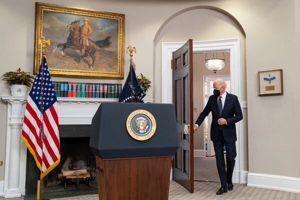 President Joe Biden delivers remarks on Ukraine on Friday. On Sunday, the White House signaled a direct meeting with Russian president Vladimir V. Putin may be on the table, if Russia agrees to not invade Ukraine.