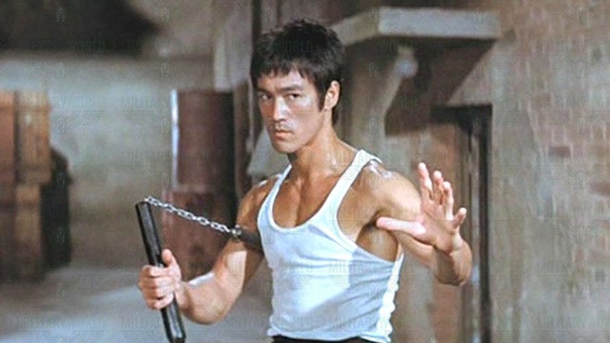 Nunchaku by Bruce Lee, Chen&#39;s last fight in natural brown wood