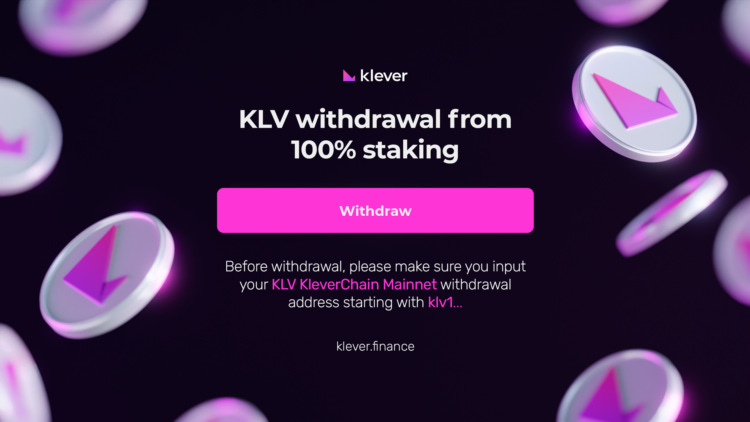 KLV 100% APR Staking Migration Withdrawal Active