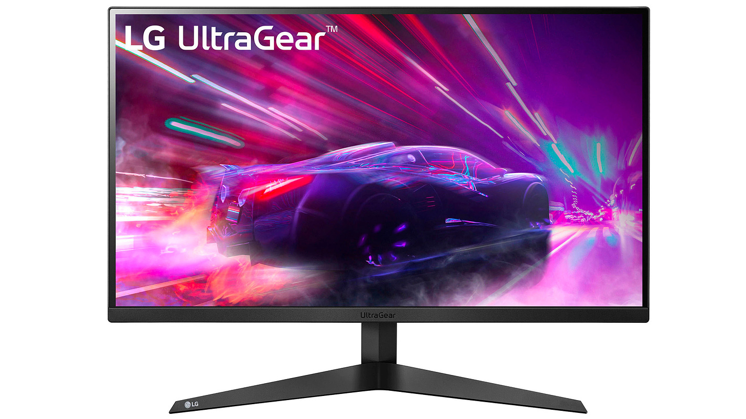 LG UltraGear monitor on a white background