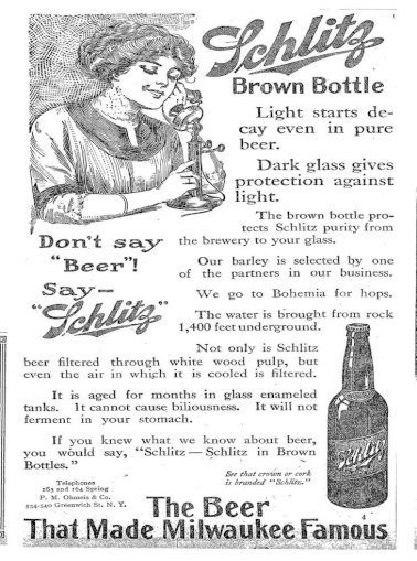 An advert by Claude Hopkins for Schlitz beer