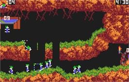 In game image of Lemmings on the Atari Lynx.
