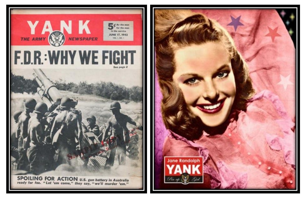 June 17, 1942, cover of Yank, along with the first pinup girl for Yank: Jane Randolph